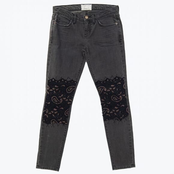 Current/Elliott Black Lace Detail Skinny Jeans Size 28 - Picture 1 of 7